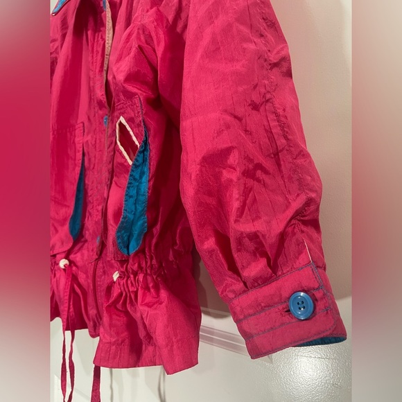 Vintage Utex Neon Pink and Blue Spring Lightweight Retro Jacket Size Large - Picture 6 of 13